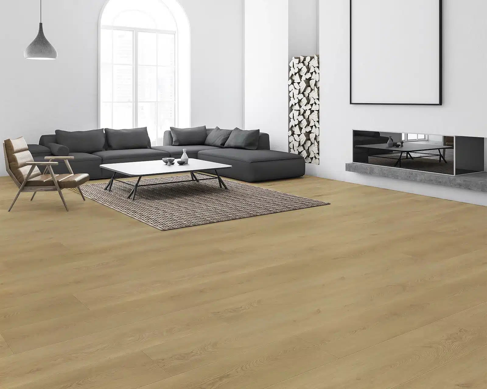 Light waterproof laminate flooring with a natural wood grain look