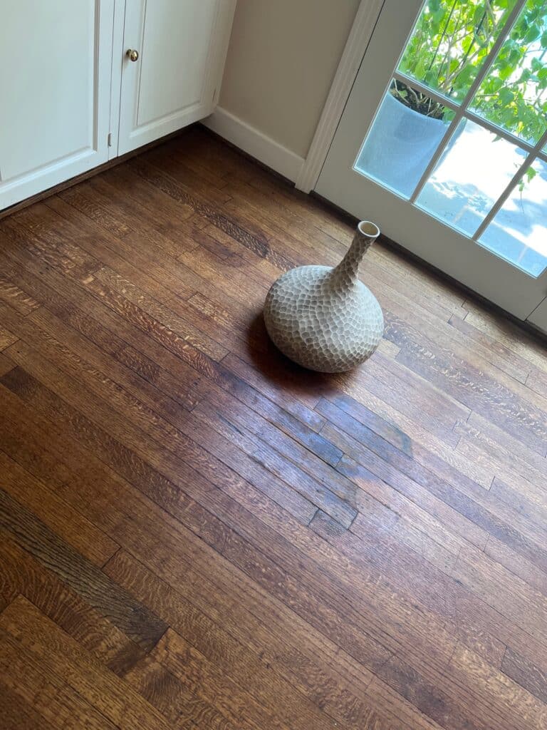 Hardwood floor repair: pet damage & staining